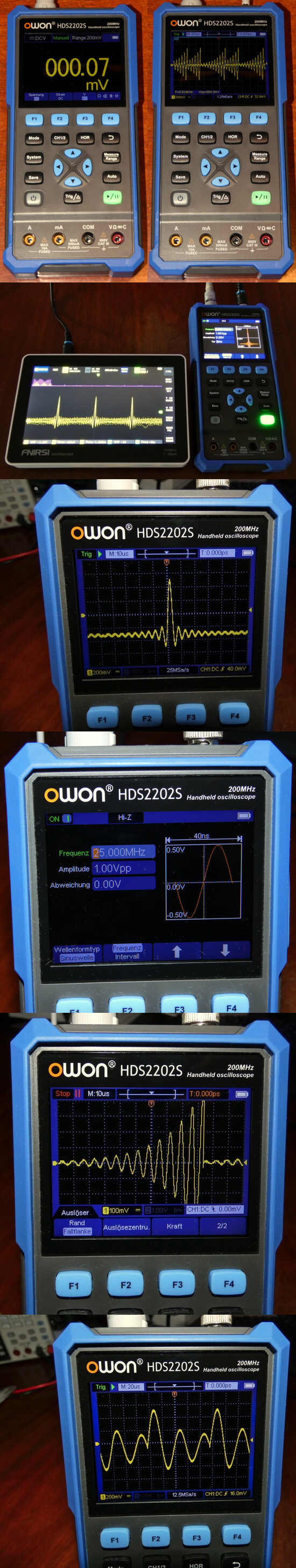 Owon HDS2202S 200MHz Handheld Ozilloskop mit Funktionsgenerator